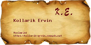 Kollarik Ervin névjegykártya